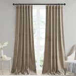 StangH Camel Beige Velvet Curtains for Living Room Heat Resistant Privacy Assured Drapes Room Darkening Window Curtains for Kids Room/Sliding Door/French Window, W42 x L96, 2 Panels