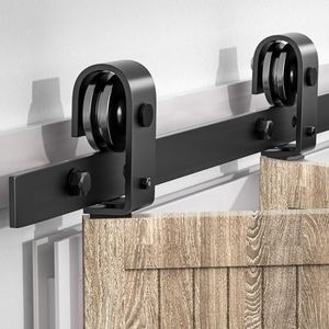 Bifold Sliding Barn Door Hardware Kit Short (Black, 28"for 2 Doors)