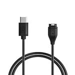 kwmobile Charger Compatible with Garmin Forerunner 265 / 265S / 965 - Charger USB-C Cable for Charging Smart Watch - Black