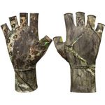 Mossy Oak Fingerless Camo Hunting Gloves | Lightweight & Breathable Stretch Material with Textured Palm Grip | Turkey Hunting & Bow Hunting Gloves for Men & Women