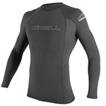 O'Neill Wetsuits Men's Men's Basic Skins Long Sleeve Guard Rash Vest, Graphite, M UK