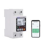 WiFi Smart Energy Meter AC 63A 80-300V WiFi Smart Earth Leakage Over Under Voltage Protector Circuit Breaker Din Rail Electricity Energy Monitor APP Remote Control Smart Life 230V