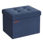 SONGMICS Small Folding Storage Ottoman, Foot Rest Stool, 12.2 x 16.1 x 12.2 Inches, 286 lb Load Capacity, for Living Room, Bedroom, Home Office, Dorm, Midnight Blue ULSF102Q02