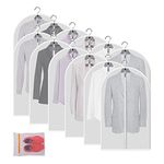 MsKitchen Garment Bags Clothes Covers Protecting Dusts (Set of 12) for Storage Plastic Hanging Dress Bag Gowns Long with Zipper Closet - 24'' x 40''/12 Pack