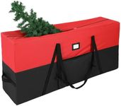 YAFF Christmas Tree Storage Bag with 600D Oxford Fabric, Fits 9 ft Artificial Trees, Christmas Tree Storage Box with Dual Zippers and Reinforced Handles, Holiday Tree Storage Bin, BlackRed