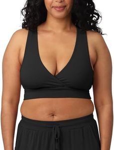 Kindred Bravely French Terry Nursing Bra for Breastfeeding and Sleep, Racerback Crossover, Soft and Stretchy Maternity Bra (Black, 1X)