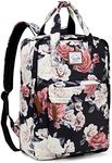 School Backpack, VASCHY Lightweight Backpack for Women Teen Girls Water Resistant Casual Daypack Bookbag Fits 15.6 Inch Laptop for Work/Travel/College Rose Floral