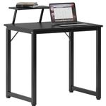 SDHYL Computer Desk, 31.5 Inch Modern Desk with Storage Shelves, Simple Student Study Desk, Home Office Table Computer Workstation for Small Space, Black