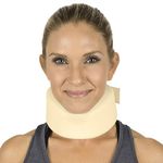 Vive Neck Brace - Foam Cervical Collar - Adjustable Soft Support Collar Can Be Used During Sleep - Wraps Aligns and Stabilizes Vertebrae - Relieves Pain and Pressure in Spine (Beige, 3" Width)