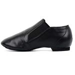 s.lemon Jazz Shoe,Black Leather Arch Stretch Split Sole Slip On Jazz Shoes 35EU