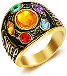 LAIMIUMIU33 Creative Ring for men avenger Thanos style 316 Stainless Steel Radiant 6 colors Gems Biker Rings Bling Cuban style Iced Out Jewelry Punk Ring Club ring Heavy Metal ring, Non-Precious Metal, no