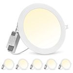 DELight 6 Pack 8 Inch LED Recessed Lighting 3CCT Ultra-Thin Ceiling Light 3000K/4000K/6000K Selectable 18W Eqv 150W Canless Downlight 1440LM High Brightness Home Office Commercial Use