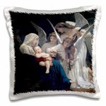 3dRose LLC. Song of The Angels, Adolphe William Biographic Playing for Baby Jesus-Pillow Case, (pc_173840_1), Satin, White, 16 x 16 inch