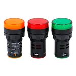 Baomain LED Indicator Pilot Light L22 AC 110V 20mA AD16 Green Red Yellow Indicator lamp 3 Pieces