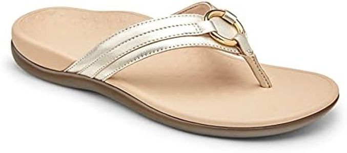 Vionic Women's Rest Aloe Toe Post Sandals- Supportive Everyday Flip Flop Sandals That Includes an Orthotic Insole and Cushioned Outsole for Arch Support,Medium Width Sizes 5-12, Champagne Metallic, 5