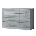 Harmin High Gloss 8 Drawer Sideboard/Cupboard/Buffet Solo/Chest (Grey)