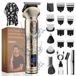 Misuke Mens Beard Trimmer,Cordless Zero Gapped T-Blade Trimmer Professional Hair Clippers Electric Shaver Razor Nose Body Trimmer for Men Waterproof 6 in 1 Grooming Kit (Bronze)