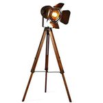 Industrial Floor Lamp for Living Room, Height-Adjustable Antique Cinema Wood Tripod Standing Lamp Lights for Bedroom Theatre, Reading, Modern Mid Century Farmhouse Vintage Nautical Decor(no Bulb)