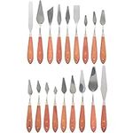 U.S. Art Supply 18-Piece Artist Stainless Steel Palette Knife Set - Wood Hande Flexible Spatula Painting Knives for Color Mixing Spreading, Applying Oil, Acrylic, Pouring Paint on Canvases, Cake Icing