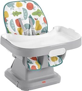 Fisher-Price Baby to Toddler High Chair SpaceSaver Simple Clean Portable Dining Seat & Booster with Washable Deep Tray & Liner, Pearfection