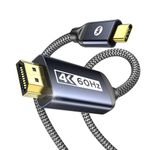 Warrky USB C to HDMI Cable 6ft, 4K@60Hz HDR [Aluminum Shell, Gold-Plated Plug] Braided Type C to HDMI 2.0 Cord, Thunderbolt 3/4 Compatible with MacBook Pro/Air, Mac, Samsung Galaxy, Surface, iPad, TV