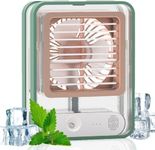 Pamidhar Mini Portable Desk Fan with Mist Spray and LED Night Light, Rechargeable Battery-Operated Misting Table Fan for Office, Kitchen, and Bedroom (Multicolor)