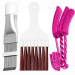 Hommtina 3 Pcs Air Conditioner Condenser Fin Comb/Cleaning Brush, Coil Cleaner Whisk Brush with Window Blinds Brush Dust Cleaner for Refrigerator Evaporator Radiator