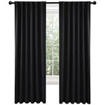 Deconovo Black Blackout Curtains 84 Inch Long, Back Tab and Rod Pocket Blackout Panels - 2 Panels, 52x84 Inch, Blackout Curtains for Living Room, Room Darkening Curtains