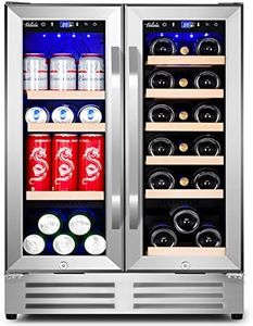 Velieta Wine and Beverage Refrigerator, 24 Inch Dual Zone Fridge with Glass Door, Built-In Cooler with Powerful and Quite Cool System/18 Bottles and 88 Cans Capacity Bverage Cooler