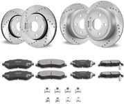 VEVOR Front and Rear Brake Kit Compatible with 2007-2017 Jeep Wrangler, Drilled and Slotted Brake Rotors Ceramic Brake Pads Replacement, 11.9" Front Rotors 12.4" Rear