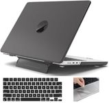 Midkart Case with Kicktand Compatible with MacBook Air 13.6 inch Model M3 A3113 M2 A2681 Release 2024 2023 2022 with Touch ID Hard Shell Plastic Cover Keyguard & Trackpad Protector, Matte Black