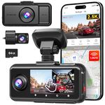 REDTIGER A6 3 Channel Dash Cam, 4K Front + 1080P Dual Cam, 2.5K Front + 1080P Rear and Interior Triple Cam, 5G WiFi, GPS, 3" Touch Screen, Voice Control, Adjustable Cabin Camera, 64GB Card Included