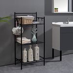 L&H UNICO 3-Shelf Tier Standing Unit Storage Wire Shelving Multipurpose Rack Organizer with 4-Hooks for Bathroom Laundry Kitchen Office, Black