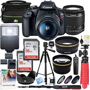 Canon EOS Rebel T7 DSLR Camera with EF-S 18-55mm f/3.5-5.6 IS II Lens Plus Double Battery Tripod Cleaning Kit and Deco Gear Deluxe Case Accessory Bundle