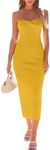 LILLUSORY Spring Dress Women 2025 Summer Fashion Trendy Casual Long Midi Dresses Party Sexy Bodycon Baby Shower Y2K Maxi Sun Sundress Birthday Dress Clothes Outfits Yellow M