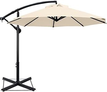 ABCCANOPY Patio Umbrellas Cantilever Umbrella Offset Hanging Umbrellas 9 FT Outdoor Market Umbrella with Crank & Cross base, 12+ Colors,Light Beige