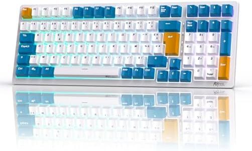 RK ROYAL KLUDGE RK98 Clavier de Jeu Mécanique, AZERTY Triple Mode 2,4GHz/BT5.1/USB-C 100 Touches commutateurs Rouges remplaçables à Chaud avec pavé numérique, Rétroéclairé RVB Batterie NKRO 3750mAh