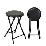 Harbour Housewares Padded Folding Stools - Black - Pack of 2