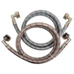 Double Elbow Stainless Steel Washing Machine Hoses with Dual 90 Degree Connectors - 4 Ft (2 Pack) by Kelaro