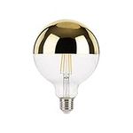 FLSNT LED Light Bulb Decorative Filament G125 Head Mirror Lamp,8W(60W Equivalent),Dimmable E27 Base,2700K Soft White,Globe Crown Mirror Gold