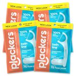 Plackers Twin Line Whitening Flosser, 75 count (Pack of 4)