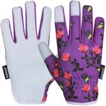 SAWANS Leather Gardening Gloves Ladies Mens Women Thorn Proof Rigger Garden Safety Working Gloves Multipurpose Breathable Construction Gardening Gifts (Purple, L (Pack of 1))
