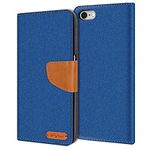 Verco Phone Wallet Case compatible with the iPhone 6S, Canvas Faux Leather Book Cover for the Apple iPhone 6 Flip Case Bag Hinged - Blue