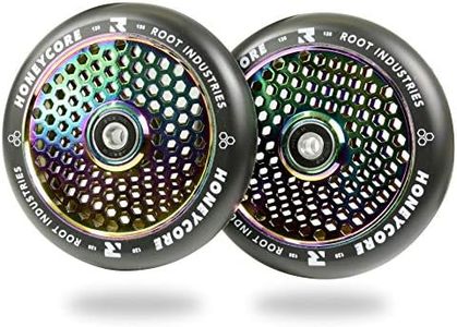 Honeycore Wheels 110mm - 120mm Pro Scooter Wheels Pair - Fits Most Setups - 24mm x 110mm - 120mm - Bearings Installed - 90 Day Warranty - Scooter Wheels (Black/Rocket Fuel, 120mm)