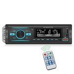 Single Din Car Audio System, FM Radio Receiver, in-Dash Car Stereo, Bluetooth Hands-Free Calling, MP3 Player, USB, AUX-in, IR Remoter, 7-Color Illumination, 12V