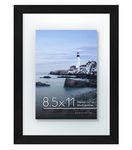 Americanflat 8.5x11 Floating Picture Frame in Black - Use as 8.5x11 Frame, 5x7 Floating Frame, or 4x6 Floating Frame with Polished Glass and Hanging Hardware - Horizontal and Vertical Formats for Wall