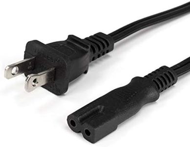 Polarized 2 Prong Power Cord with Copper Wire Core - (Square/Round) for Satellite, CATV, Game Systems, and More - NEMA 1-15P to C7 C8 / IEC320 - UL Listed - Black, 6 Feet (1.8 Meter) Power Cable