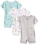 Simple Joys by Carter's Boys' 3-Pack Snap-up Rompers, Giraffe/Safari, 3-6 Months