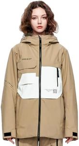 HIGH EXPERIENCE Ski Jacket Snowboard Coat Snow Winter Waterproof Insulated Windproof Baggy Warm Hooded Jacket for Men Women (US, Alpha, Small, Regular, Regular, Khaki)