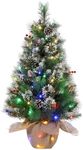 GAOMON 3 Ft Christmas Tree with 78 Multicolor Led Lights, Pre-Lit Artificial Christmas Trees with Bag Potted Base, Snow Flocked, 8 Lighting Modes, Battery Operated, Xmas Tree for Home Decor